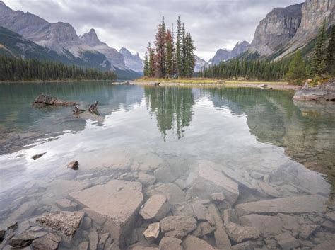 Premium Photo Island Of Trees In The Middle Of Turquoise Alpine Lake