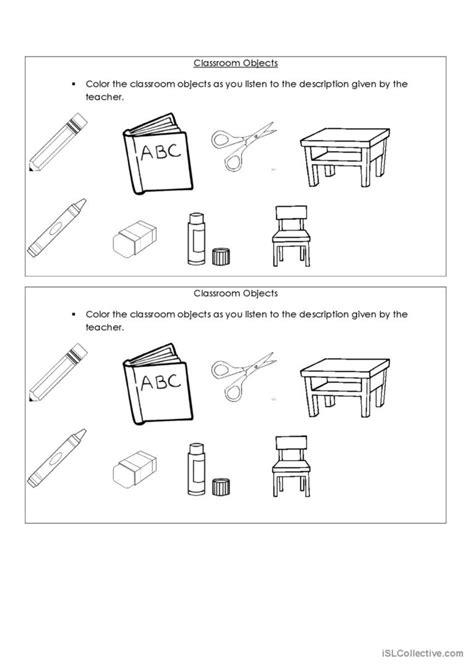 Classroom Objects Worksheets