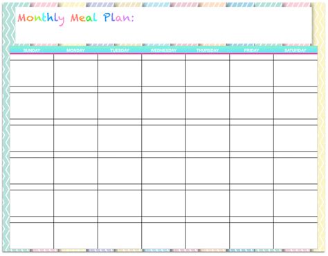 Free Monthly Meal Planner Template