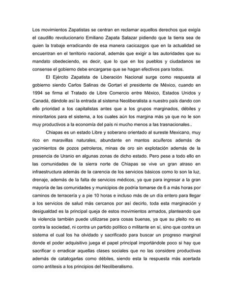 Movimientos Zapatistas Del Ezln En Chiapas PDF