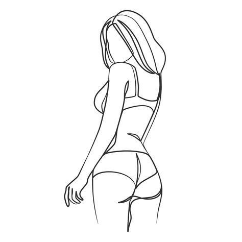 Continuous One Line Art Drawing Of Woman Body In Bikini 6033484 Vector