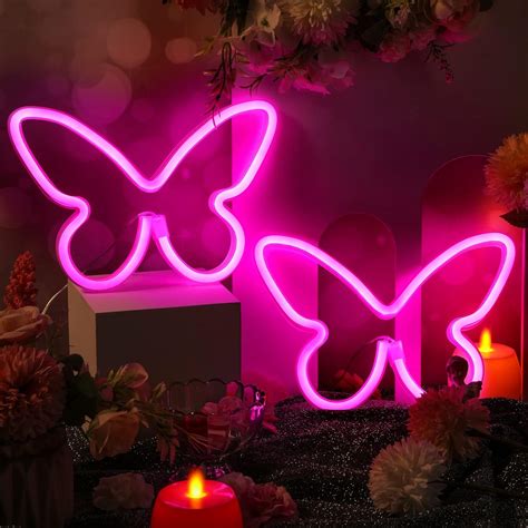 Riakrum Pcs Butterfly Neon Signs Butterfly Led Light Aa Battery