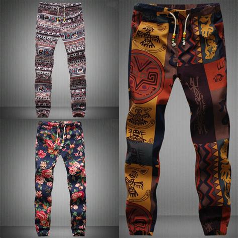 2021 New Arrival Mens Harem Pants Hippie Casual Exotic Pattern Slack