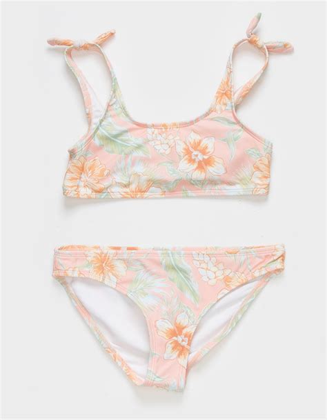 RIP CURL Always Summer Girls Bralette Bikini Set PINK COMBO Tillys