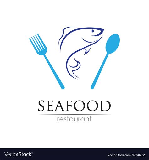 Seafood Restaurant Logo Design Fish Food Vector Image