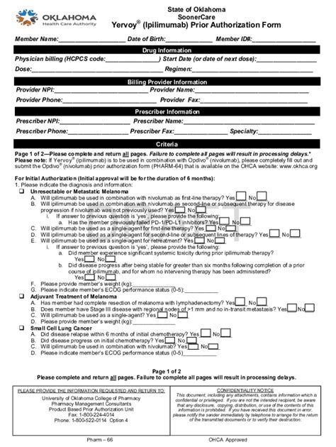 Fillable Online State Of Oklahoma Soonercare Ipilimumab Prior Authorization Form Fax Email