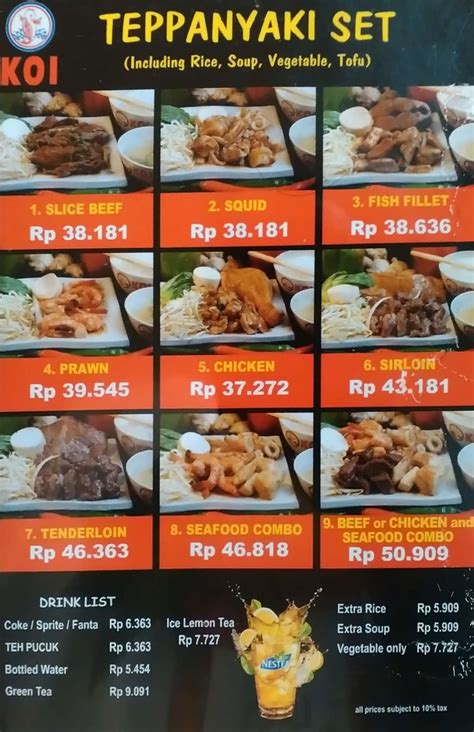 Harga Menu Koi Express Teppanyaki Terbaru 2022 2023 Di Jakarta Jakarta