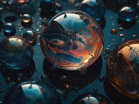 Premium Ai Image Abstract Scene With Glass Balls On Dark Background Created With Generative Ai