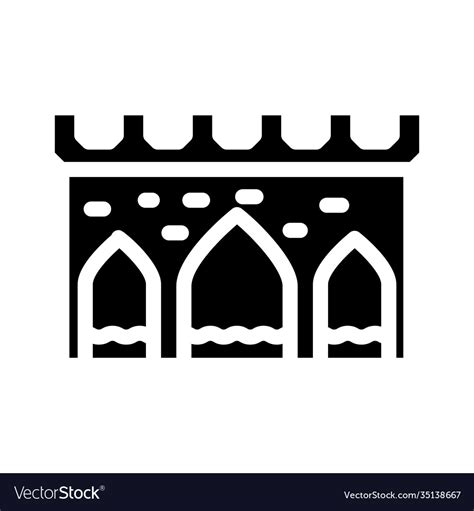 Aqueduct Antique Construction Glyph Icon Vector Image