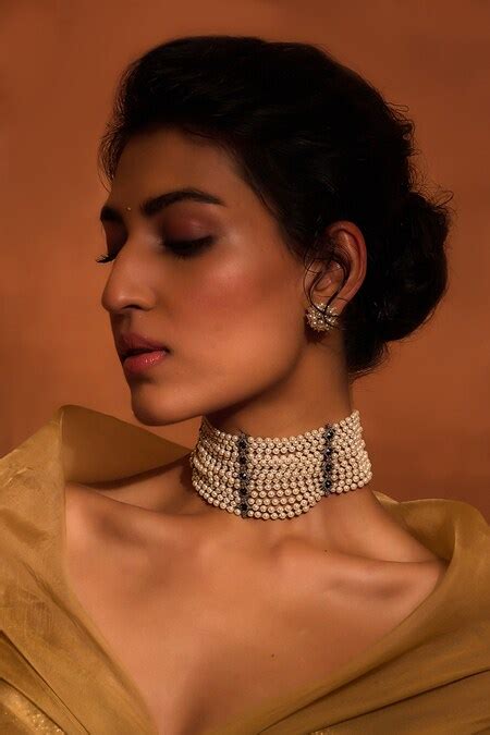 Buy Ivory Fresh Water Pearls Multi Layered Necklace By Tarun Tahiliani