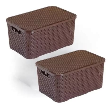 Kit 2 Caixas Organizadoras Rattan Marrom 15 Litros MercadoLivre