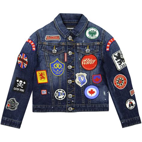 Dsquared Boys Denim Jacket with Retro Embroidered Patches | BAMBINIFASHION.COM