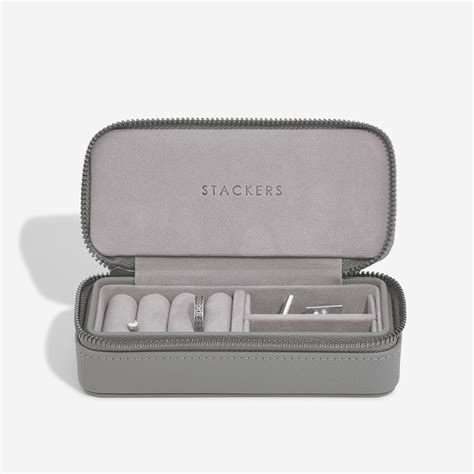 Stackers Boîte à bijoux de voyage zippée pour hommes gris ardoise