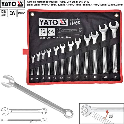 Yato Set Combination Wrenches 8 24mm 12 Yt 0362 U Ringnyckel • Pris