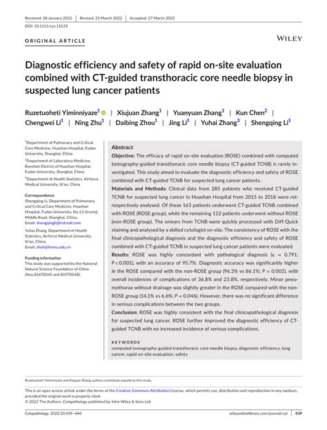 Pdf Diagnostic Efficiency And Safety Of Rapid On‐site Evaluation