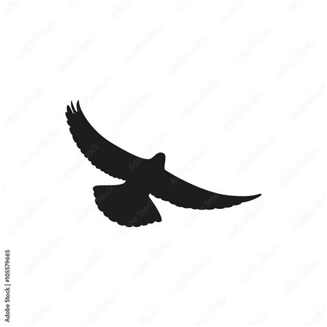 Simple black one dove symbol. Wingspan is pigeon Stock Vector | Adobe Stock