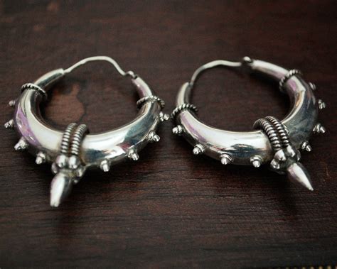 Ethnic Spike Hoop Earrings Mediumlarge Cosmic Norbu