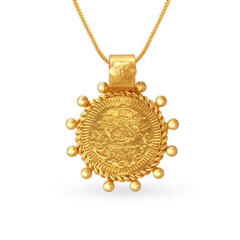 Divine Goddess Lakshmi Religious Gold Coin Pendant