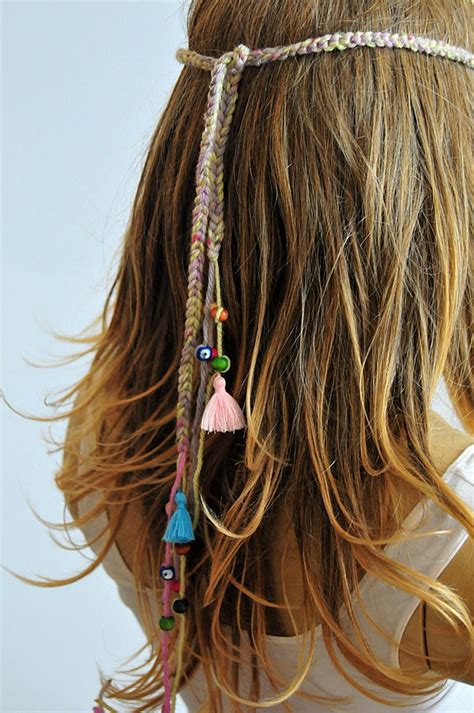 Boho Crochet Headband Bohemian Beaded Hippie Tassel By Selenayy