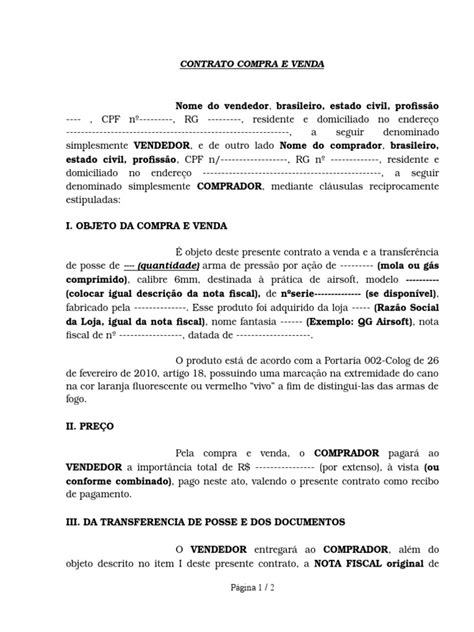 Modelo De Contrato De Compra De Casa