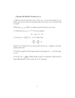 Problem Set Homewok Graded As Calculus Iii Problem Set Due