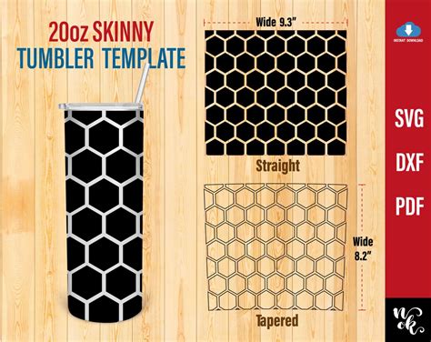 Honeycomb Pattern Template For Hogg 20oz Skinny Straight Tapered Tumbler Template Svg Straight