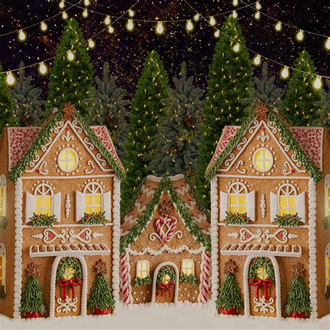 Gingerbread House Christmas Tree Backdrop D998 Dbackdrop