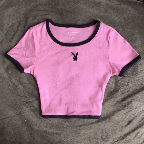 PacSun Women S Pink And Black Crop Top Depop