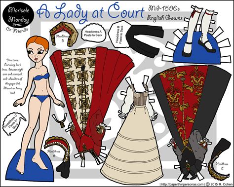 A Lady At Court In Color Printable Tudor Paper Doll • Paper Thin Personas