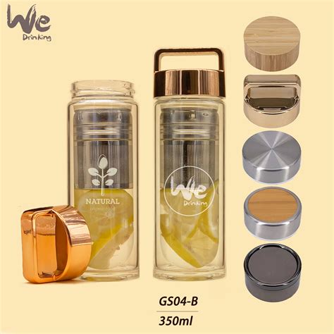 Gs Ml Oz Double Wall Insulated Borosilicate Glass Water Bottle