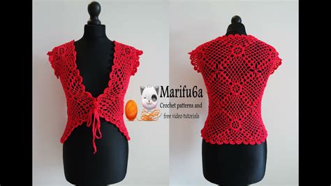 How To Crochet Red Jacket Bolero All Sizes Youtube