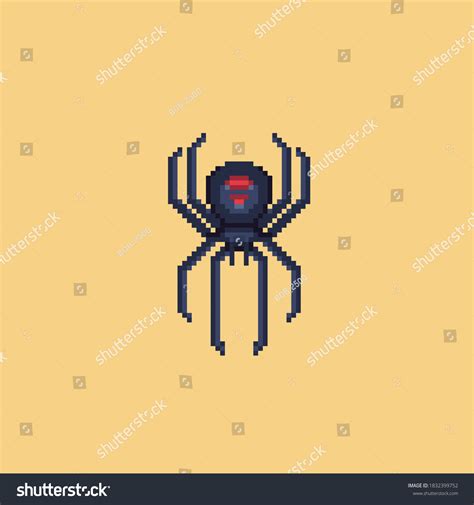 Cool Scary Spider Pixel Art Style เวกเตอร์สต็อก ปลอดค่าลิขสิทธิ์