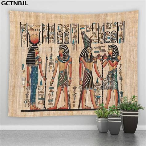 Yellow Ancient Egypt Tapestry Wall Hanging Old Culture Printed Hippie