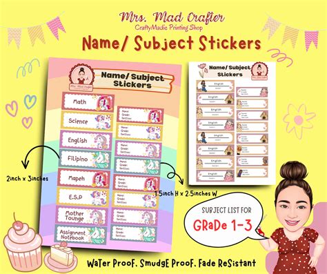 Personalized Namesubject Sticker Label Lazada Ph