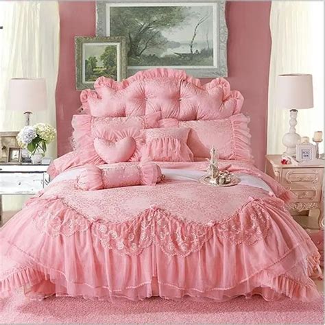 Jacquard Silk Duvet Cover King Queen Size Pcs Princess Bedding Sets