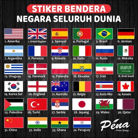 Jual Stiker Bendera Negara Negara Dunia Stiker Bendera Piala Dunia