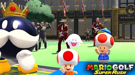 Mario Golf Super Rush Toad Vs King Bob Omb Vs Boo At New Donk City Youtube