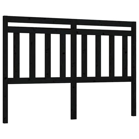 VidaXL Bed Headboard Black 146x4x100 Cm Solid Wood Pine VidaXL Ie