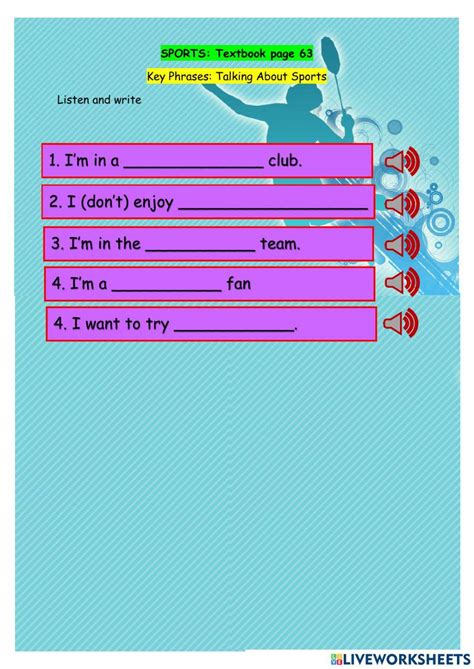 Talking About Sports Interactive Worksheet Live Worksheets