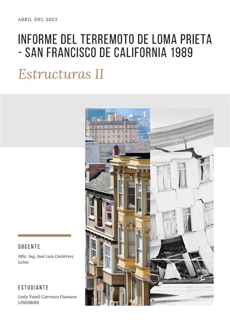 Informe DEL Terremoto DE LOMA Prieta San Francisco De California 1989