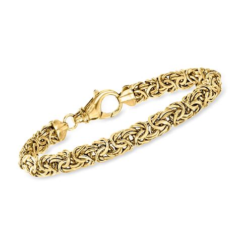 Ross Simons 18kt Gold Over Sterling Silver Small Byzantine Bracelet