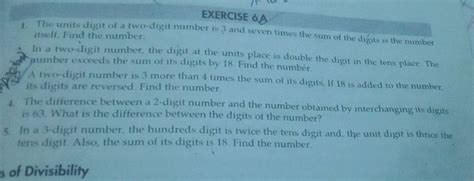 EXERCISE 6A1 The Units Digit Of A Two Digit Number Is 3 And Seven Times