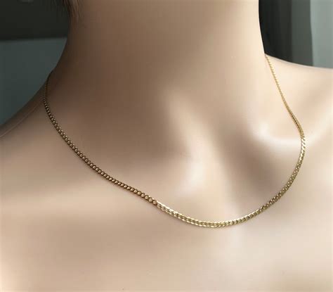 Curb Chain Gold 2 3mm 18k Solid Yellow Gold Curb Necklace Etsy