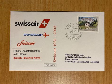 Swissair Letzter Langstreckenflug Mit Luftpost Kaufen Auf Ricardo