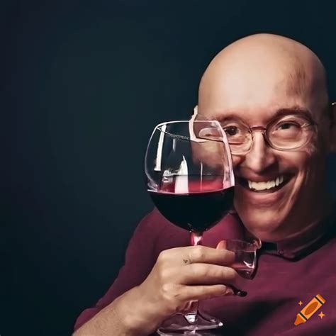 Happy Man With Glasses Raising A Wine Glass In An Art Gallery On Craiyon