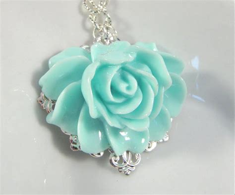 Big Blue Flower Necklace Romantic Jewelry On Luulla