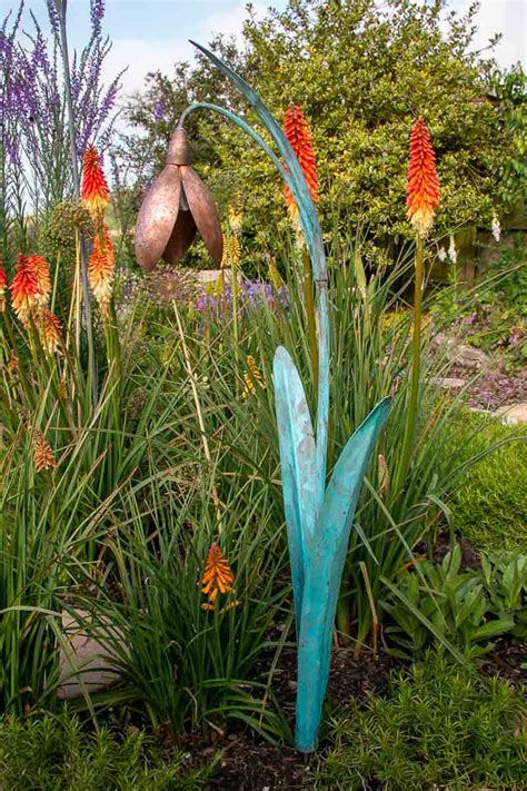 Copper Snowdrop Sculpture with a Verdigris Patina