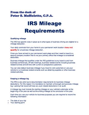 Fillable Online Irs Mileage Fax Email Print Pdffiller