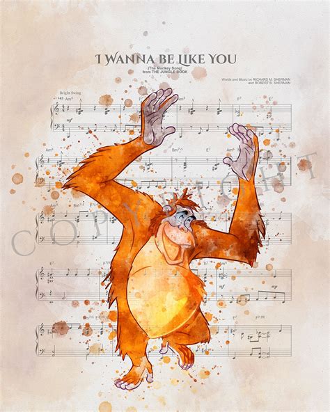 Jungle Book Music sheet print I wanna be like you Disney | Etsy