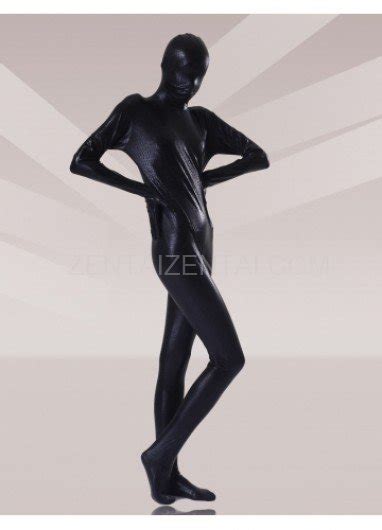 Black Shiny Metallic Unisex Morph Zentai Suits Zentaizentai